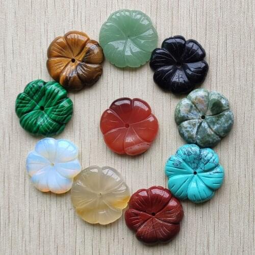 Wholesa 10pcs/lot fashion assorted natural stone carved mixed flower shape Loose stone beads for jewelry making free shipping