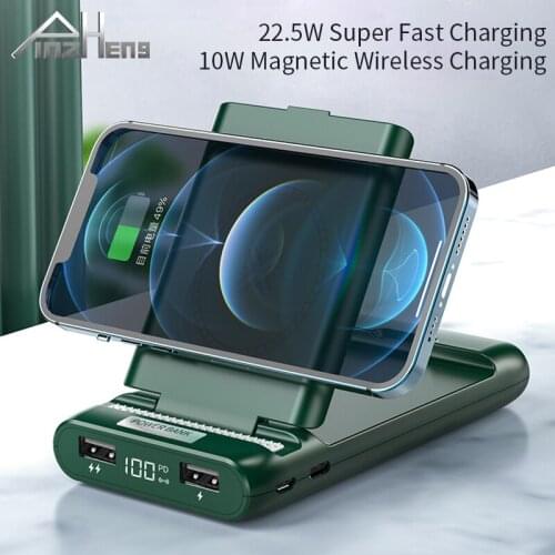 PINZHENG 10000mAh 22.5W Fast Charging Power Bank For iPhone Powerbank 10W Wireless Charging Portable External Battery Charger