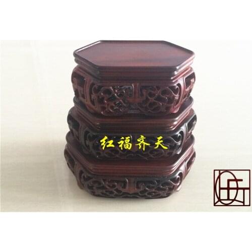 Filigree crafts jade ornaments mahogany rocks base Rosewood sets of three comb-shaped base
