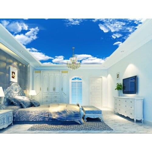 Custom Mural Wall Paper 3D Stereoscopic dream sky blue sky white cloud ceiling background wall