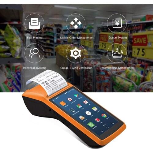 Handheld Android 8.1 Pos PDA Terminal Printer With Thermal Receipt Printer WiFi Mobile Order POS Terminal