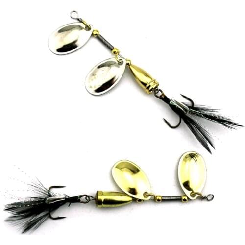 1pcs Spinnerbait Fishing Lure 8.8cm 10.7g Artificial Bait Spinner Lures Spinerbait with Feather Treble Hooks Fish Tackle