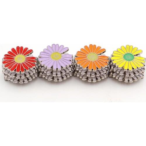 No Tie DIY Cute Sun Flower Magic Metal Aglet Replacement Elestic Shoelaces Daisy Alloy Tips Head For Sneakers Shoes Accessories