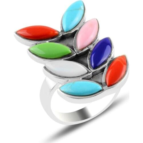 Silver 925 Sterling Mixed Natural Stone Ring