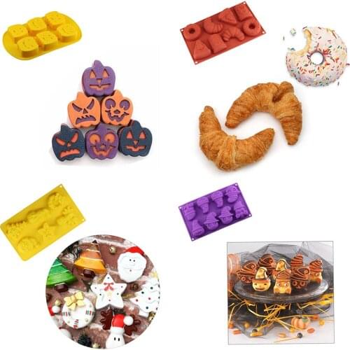 Halloween Christmas Silicone Mold For Cake Pastry,Bakery DIY Non Stick Cake Decoration Mould Chocolate Candy Dessert Baking Tool