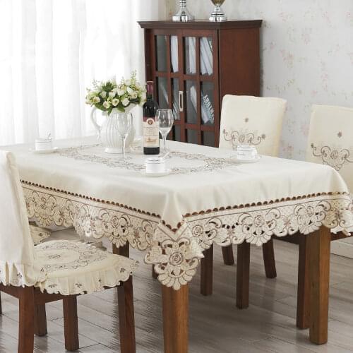 European Pastoral Tablecloth Embroidered Table Cover For Wedding Decoration Dustproof Dining Table Cloth Chair Cover HM010