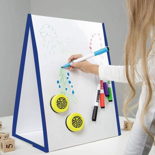 Support Dropshipping Folding Magnetic Triangle Self Standing White Board Kids Writing Drawing Tool