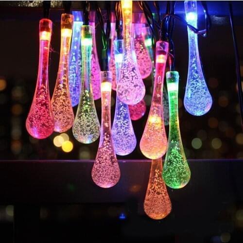 LED Outdoor Water drops Solar Lamp String Lights 5m 20 LEDs Fairy Holiday Christmas Party Garland Garden Waterproof