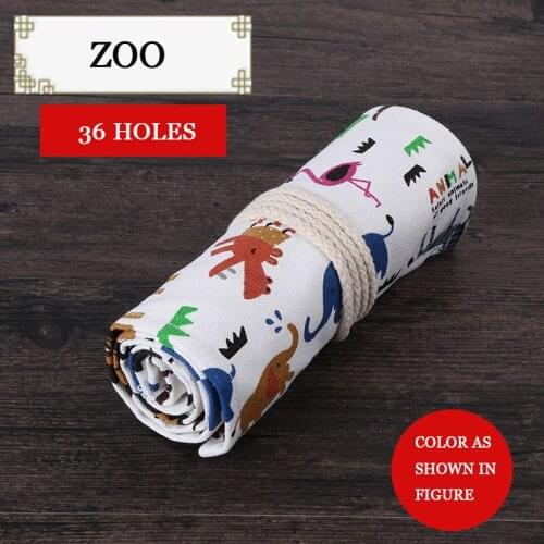 36/48 Hole Canvas Pen Curtain Color Lead Cartoon Color Pencil Bag For Men And Women Without Pen Environmental Protection