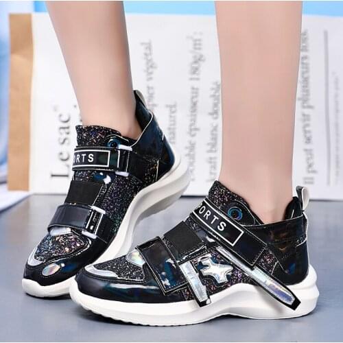 2021 Spring Summer New Womens Shoes Breathable Non-slip Sequins Colorful Velcro Flat-heel Casual Shoe Sneakers Woman Zapatillas