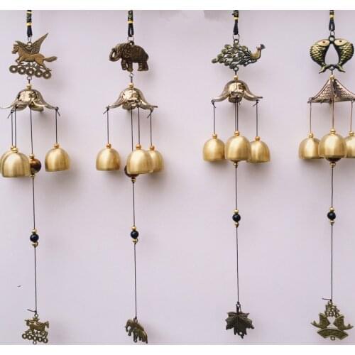 1Pcs Antique Wind Chime Copper Yard Garden Outdoor Living Decoration Metal Wind Chimes Outdoor Chinese Oriental Lucky Metal Win