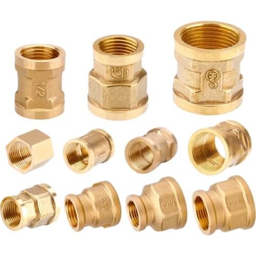 1 Pcs Brass Copper Connector 1/2'' 3/8'' 1'' Inch Hexagon Inner Wire Water Pipe Plumbing Fittings Variable Diameter Joint