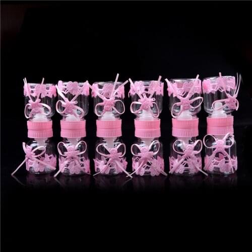 12Pcs fillable box bottle bear ribbon baby shower baptism christening birthday for Party Decorations Wedding Sugar Candy Box
