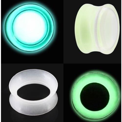 2Pcs Luminous Ear Tunnels Piercing Thin Silicone & Acrylic Clear 6-25mm Flesh Ear Piercing Flow Liquid Ear Tunnels Piercing