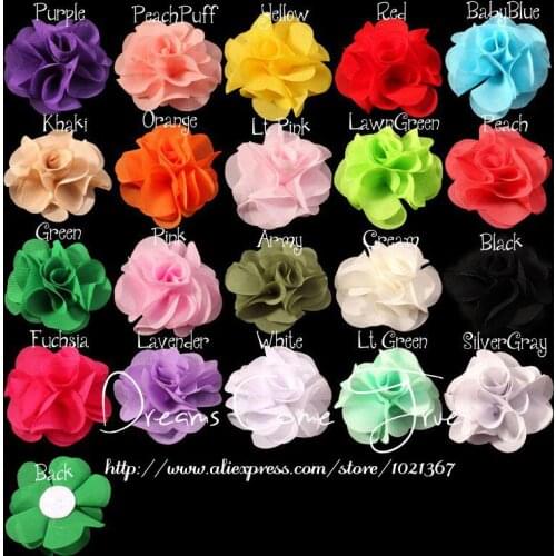 200pcs/lot 2.6" 20Colors Newborn Chic Soft Chiffon Flower Hair Clip Accessories For Baby Artificial Fabric Flowers For Heabands