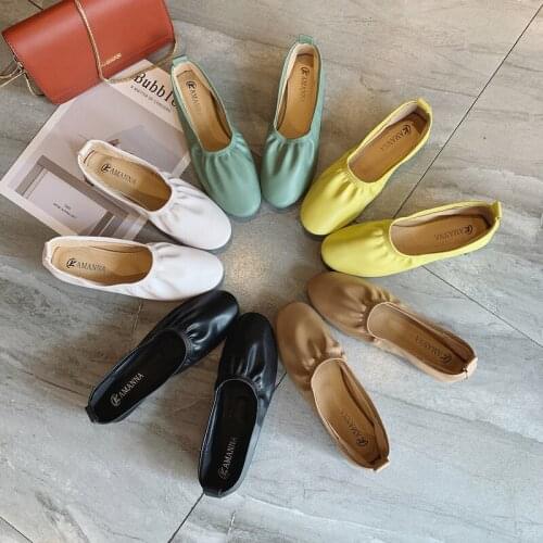 2020 Spring New Solid Color Wild Fashion Round Toe Flat Shoes Ladies Mujer Chaussure Femme Light And Comfortable Slip-On W28-26