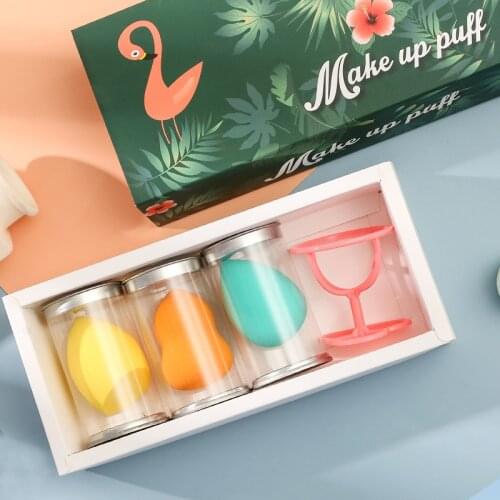 3PCS Face Makeup Puff Sponge Set Beauty Foundation Powder Blush Blender Makeup Tools Cosmetic Blending Puff Sponges with Holder