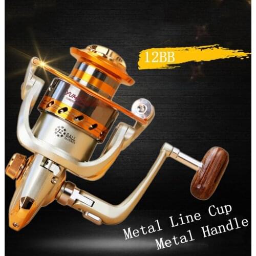 3000 Series 12 Ball Bearing 5.5:1 Fishing Reel Saltwater Freshwater Spinning Wheel with Metal Line Cup & Handle