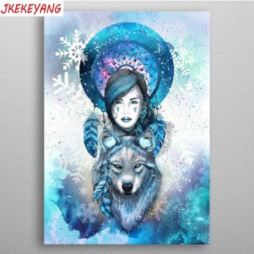5D DIY square/round Diamond painting Beauty and wolf Cross Stitch Diamond Embroidery Pattern Rhinestone J2419