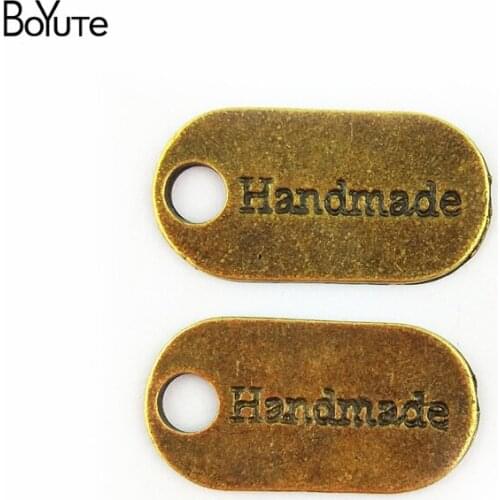BoYuTe (50 Pieces/Lot) 23*12MM Alloy Word Handmade Charms Antique Bronze Plated Metal Word Pendant Diy Jewelry Accessories
