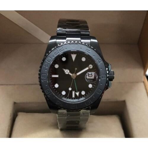 Sapphire crystal 41mm GEERVO PVD case Asian Automatic Self-Wind movement rotating ceramic bezel GMT luminous mens watch gr31-20