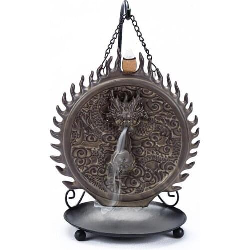 Home Decor ceramic Dragon Spit fog Hanging plate Smoke Backflow Incense Burner