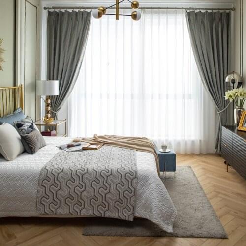 Elegant Luxury Light Blue Cloth Window Curtains with Big Golden Leaves 2021 New Style High Desinity Jacqurad Drapes Living Room