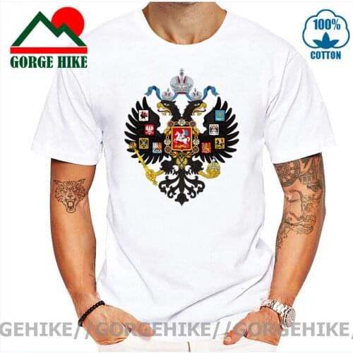 New arrival Camisa Masculina Trendy Fashion clothes Russian Emblem double Eagles T-shirt Cotton Casual Russia Empire T Shirt men
