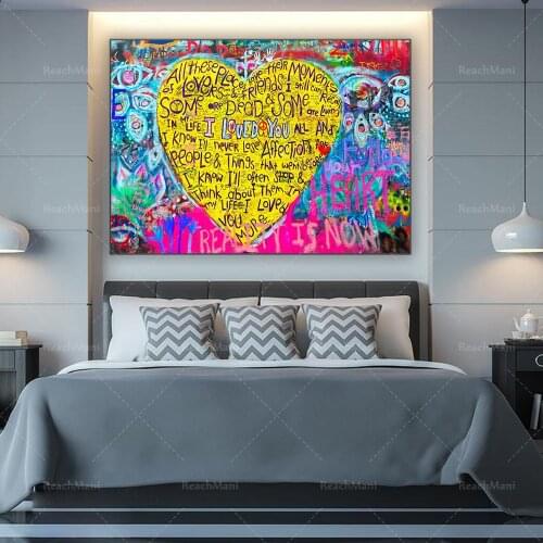 Graffiti on the wall, Banksy art, canvas print, heart-shaped graffiti wall art, graphite love wall decorative art poster