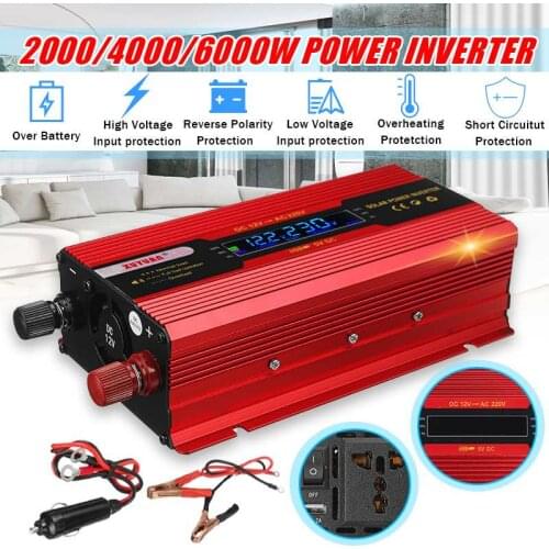 2000W/4000W/6000W DC 12V to AC 220V Portable Car Power Inverter Charger Converter Adapter Universal Auto accessories Solar Inver