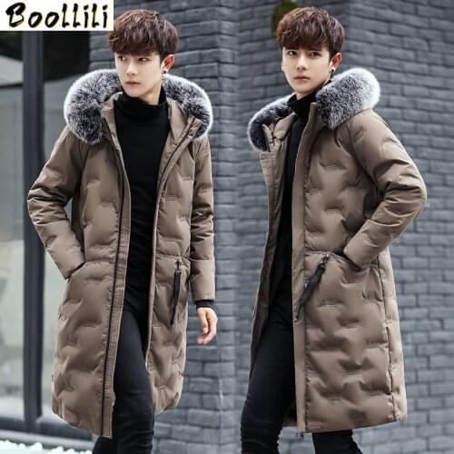 Boollili 2020 Duck Down Jacket Men Korean Thick Long Coat Winter Jackets for Men Fox Fur Collar Mens Clothing Kurtka Zimowa