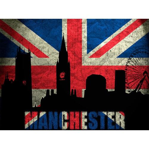 MANCHESTER GRUNGE FLAG METAL TIN SIGN POSTER WALL PLAQUE