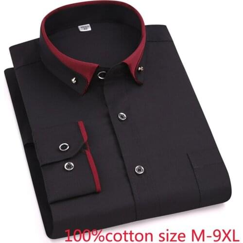 New arrival Spring autumn men formal Extra Large Pure Cotton long sleeve Shirts high quality plus size 4XL 5XL 6XL 7XL 8XL 9XL