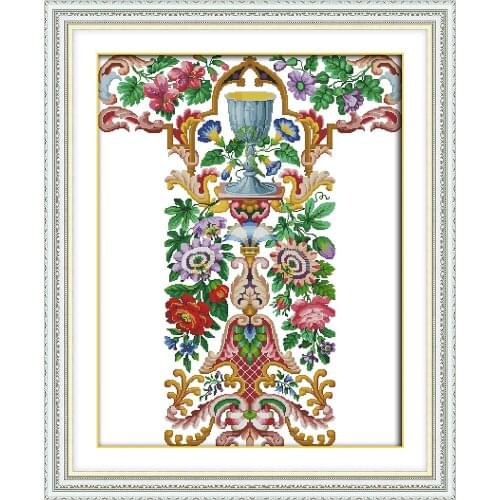 Flowers pattern cross stitch kit aida 14ct 11ct count printed canvas stitches embroidery DIY handmade needlework