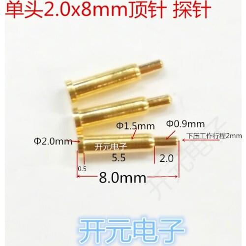 100pcs 2.0x8mm Single Head Thimble Test Pin Probe 2 * 8mm Charging Thimble 2.0 Probe Antenna Thimble Connector