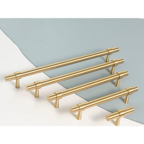 Solid Brass Furniture Handles T-bar Luxury Fashion Gold Wardrobe Dresser Cupboard Cabinet Drawer Pulls