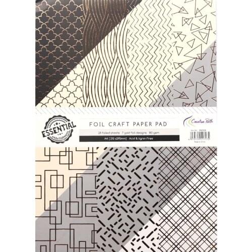 Creative Path A4 Foil Design Scrapbooking Craft Paper Card Pad 28 Sheets DIY Cardmaking Background Pattern Decoration Acid Free