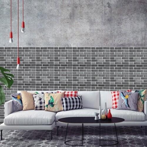 Self Adhesive Vinyl Vintage Brick Stone Contact 3D Paper Removable Wallpaper for Kitchen Backsplash Bathroom Room Walls Cover