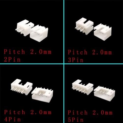 50/100 Pcs JST PH2.0 Plastic Housing Pin Header Socket Male Plug Connectors PH2.0 Straight Pins Terminals Adapter 2P 3P 4P 5 Pin
