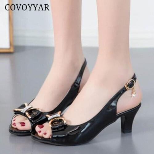 COVOYYAR Ladies Pumps 2021 Fashion Peep Toe Shoes Women Spring Summer Slip-on High Heels Butterfly-knot Party Shoes WHH249