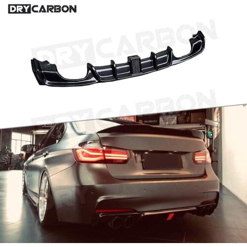 Carbon Fiber / FRP Rear Diffuser With LED Light For BMW 3 Series F30 F35 M Sport 2012-2018 Four Outlet Exhaust Bumper Lip Guard