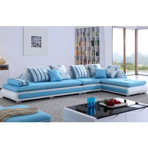 L shape colorful fabric sofa couch for living room furniture A-002 single seat lounge 3 seat