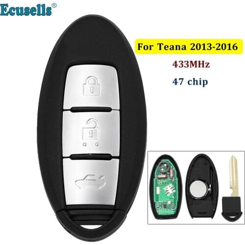 3 Buttons Keyless Entry Smart Remote Key Fob Clicker 433MHz with 47 chip for Nissan Teana 2013 2014 2015 2016