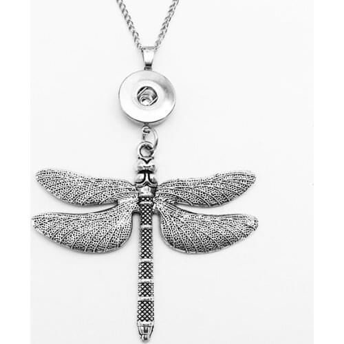 Dragonfly snap button jewelry pendant Necklace NX6149 (fit 18mm 20mm snaps)