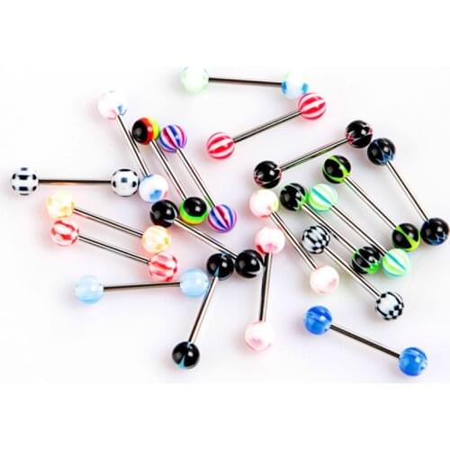 Body Jewelry 20pcs/Lot Mixed Colors Fashion Tongue Tounge Rings Bars Barbell Tongue Piercing Body Accessories