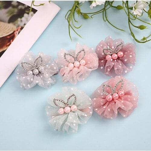 Pet Cats Grooming Accessories Dogs Mesh hairpin Cute wave dot mesh hairpin Princess clip 20pcs/lot