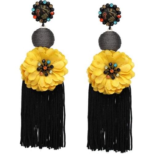 Brand New Ethnic Floral Flower Drop Earrings Women Handmade Long Tassel Earrings Boho Large Dangle Earrings Party Gift
