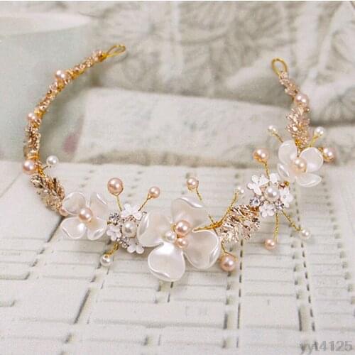 Women Tiara Hair Comb Vintage Bridal Flower Faux Pearl Rhinestone Wedding Headband Hair Clip Bridal Tiara Accessories W110