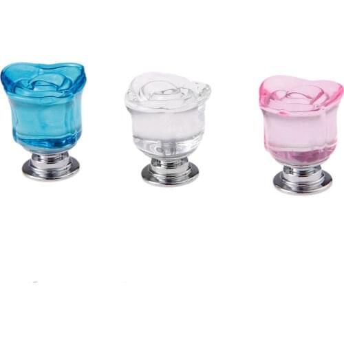 1Pc 30mm Rose Crystal Glass Clear Cupboard Cabinet Knob Drawer Pull Handle Furniture Kitchen Wardrobe Dresser Door Handles Knobs