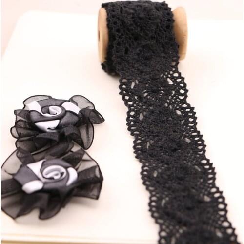 1YARD 3.5CM Black pure cotton lace accessories DIY handmade apparel